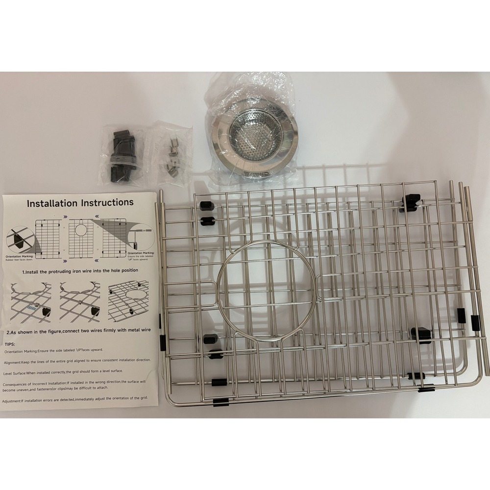 Stainless Steel Kitchen Sink Bottom Grid 28.7" x 15.7"‎ inch with Drain Strainer